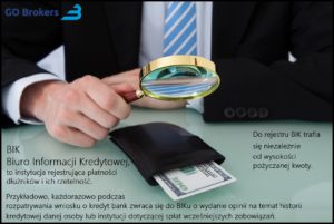 Midsection of young businessman examining wallet with magnifying glass at office desk